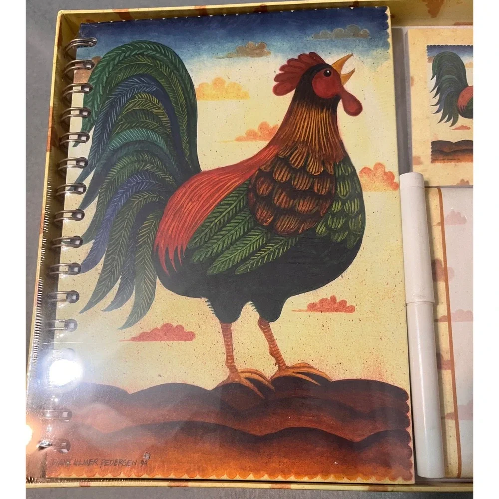 Diane Ulmer Pedersen Rooster Stationery‎ Gift Set Journal Notepad 1994 Folk Art